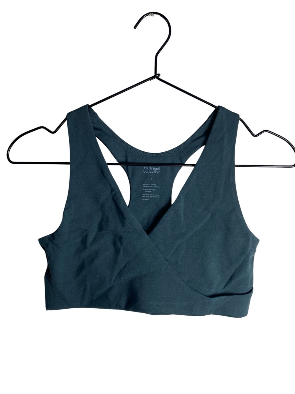Girlfriend Collective Teal Crossover Sports Bra
